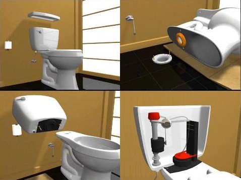 4 part diagram of toilet installation